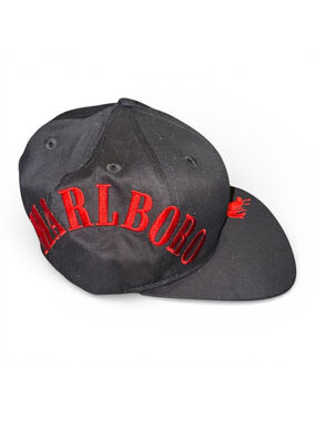 Vintage Marlboro Black & Red Embroidered Snapback Hat Os